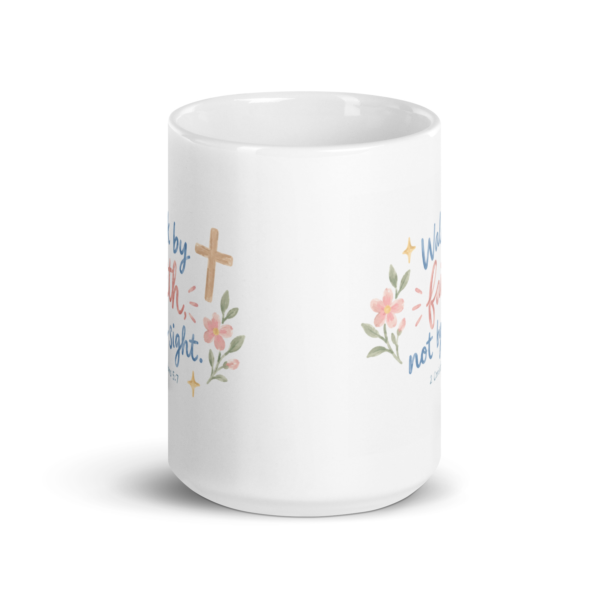 "Walk by Faith Not by Sight" - White glossy mug - Image 7